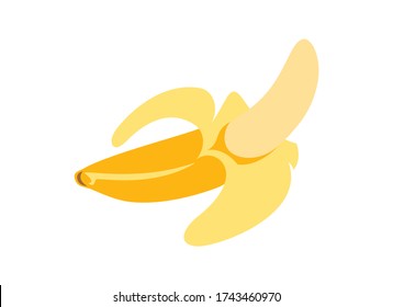 Yellow peeled banana icon vector. Fresh banana icon isolated on a white background. Yellow fruit vector
