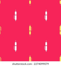 Yellow Pen icon isolated seamless pattern on red background.  Vector Illustration