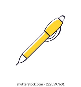 Yellow pen or mechanical pencil isolated vector illustration