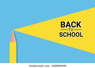 Yellow pencil with blue background, back to school, banner background, minimalistic.