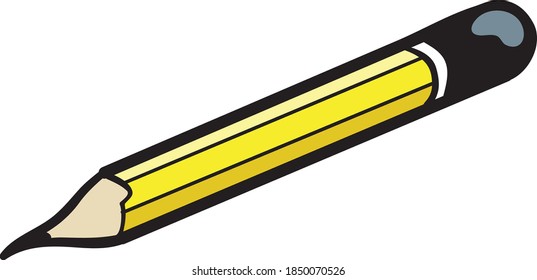 Yellow pencil cartoon vector illustration