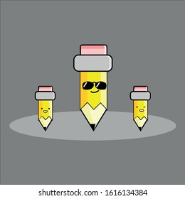 yellow pencil character with vector image