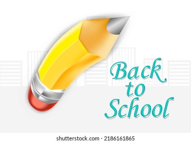 Yellow pencil and cool fonts,3D styled vector illustration suitable for educational and creative themed designs.