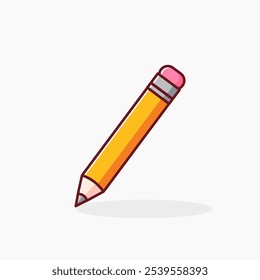 Yellow pencil designed in minimalist flat cartoon style. Vector illustration. Stationery. Pencil icon.