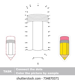 Yellow Pencil. Dot to dot educational game for kids.
