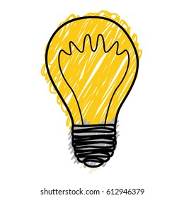 yellow pencil drawing background of light bulb with filament in shape of waves vector illustration