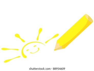 yellow pencil drawing sun