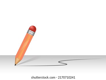el lápiz amarillo dibuja una línea. Ilustración del vector