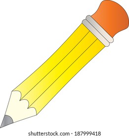 A yellow pencil with eraser at the back