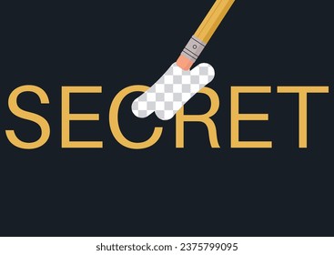 A yellow pencil with an eraser tip rubbing out a secret sign, gradually revealing a transparent layer underneath