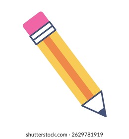 Lápiz amarillo con tapa de borrador. Ilustración vectorial