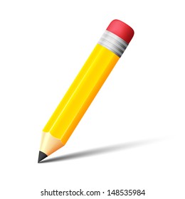 Yellow pencil with eraser vector icon