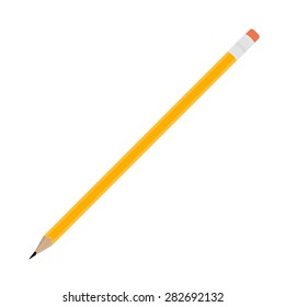 Yellow pencil with eraser vector illustration. Pencil icon. Stationery