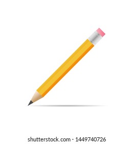 Yellow pencil flat icon vector on white background.