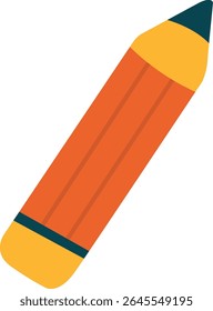 Ícone de lápis amarelo em estilo de design plano para temas de escrita e educação