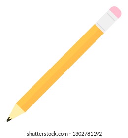 Yellow pencil icon. Flat illustration of yellow pencil vector icon for web design