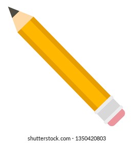 Yellow pencil icon. Flat illustration of yellow pencil vector icon for web design