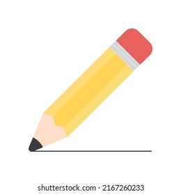 Yellow Pencil Icon. Flat Vector Illustration.