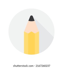 Yellow Pencil Icon. Flat Vector Illustration.