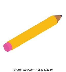 Yellow pencil icon. Isometric of yellow pencil vector icon for web design isolated on white background