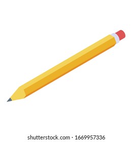 Yellow pencil icon. Isometric of yellow pencil vector icon for web design isolated on white background