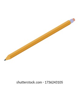 Gelbes Bleistift-Symbol. Isometrie des gelben Bleistift-Vektorbildes für Web-Design isoliert auf weißem Hintergrund