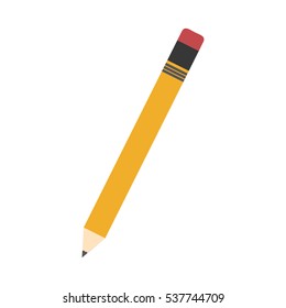 yellow pencil icon over white background. colorful design. vector illustration