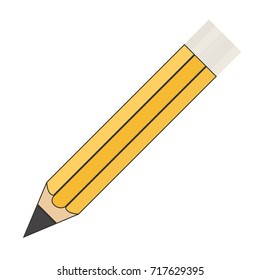 Yellow pencil icon, symbol with eraser, vector illustration.