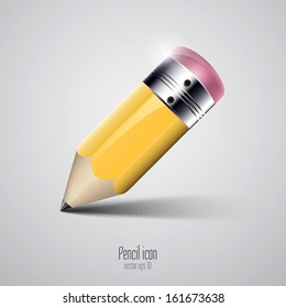 Yellow pencil icon. Vector