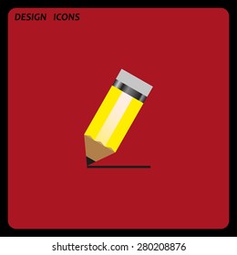 yellow pencil. icon. vector design. Flat design style 