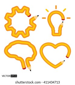 Yellow pencil icon. Vector illustration.