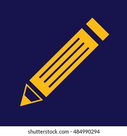 Yellow pencil icon vector illustration. Blue background