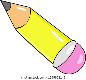 Yellow pencil, illustration, vector on white background.