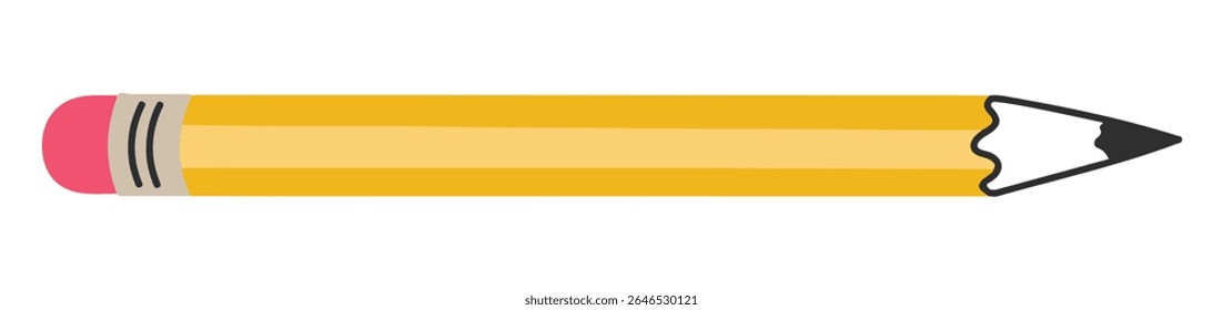 Yellow pencil modern flat vector illustration isolated on transparent background. Doodle stationery, education symbol, back to school icon. vector illustration eps file.