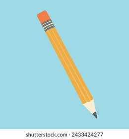 Yellow pencil on the blue background.