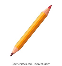 Yellow pencil on white background, sharp tip icon isolated