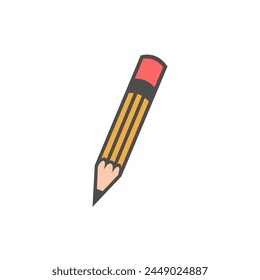 Yellow pencil on white background. Vector and illustration of pencil.
