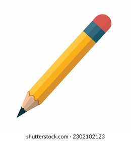 Yellow pencil with rubber eraser icon. Pencil icon flat isolated vector