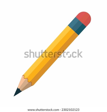 Yellow pencil with rubber eraser icon. Pencil icon flat isolated vector