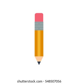 A yellow pencil with a rubber on the end facing down vertically vector illustration