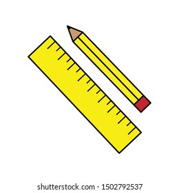 Yellow Pencil And Ruler Vector / Illustration