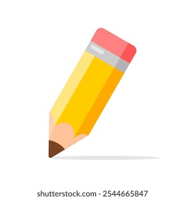 Yellow pencil school or office supplies icon flat vector design