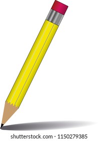 yellow pencil with shadow