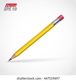 yellow pencil with shadow / vector illustration
