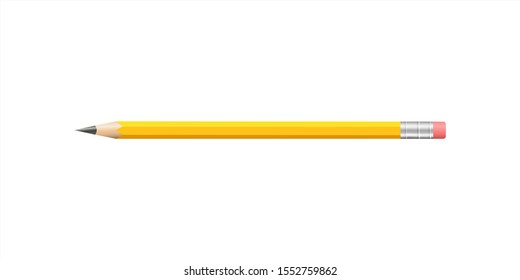 Yellow pencil sharpened with a red rubber vector style