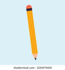 yellow pencil sharpened with a red rubber on top.pencil write isolated icon