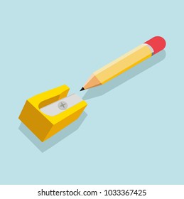 yellow pencil and sharpener for Back to School