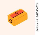 Yellow pencil sharpener icon isolated. back to school supplies for kids. shape for sharpening pencils.Vector illustration EPS 10