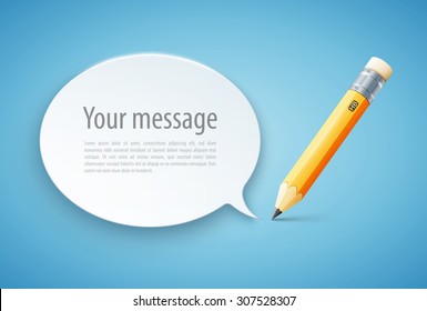 yellow pencil with speech bubble. eps10 vector illustration 