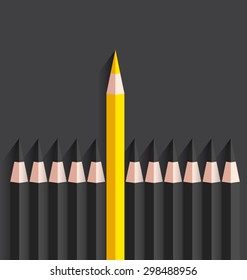 Yellow pencil Standing out from others -Vector Illustration